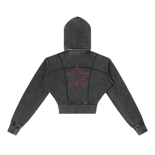 Vintage Washed Cropped Fleece Hoodie