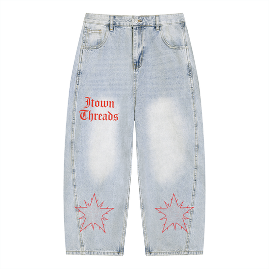 Men's Vintage Wash Sunfade Barrel Leg Jeans