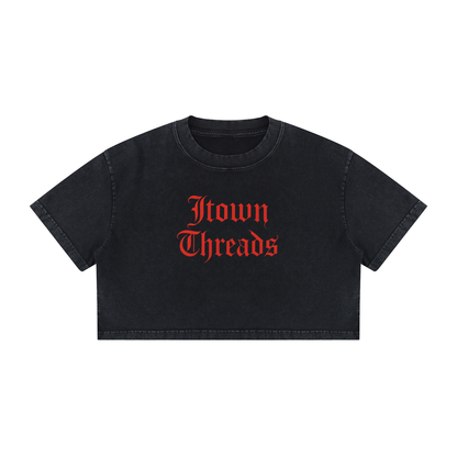 Women's Mineral Wash Cotton Crop T-Shirt