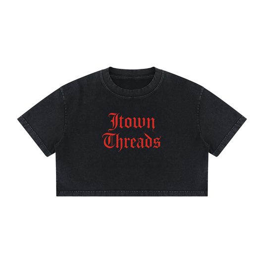 Women's Mineral Wash Cotton Crop T-Shirt