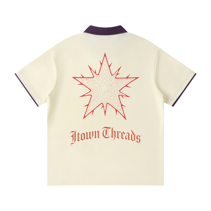 Contrast Collar Raglan Polo Shirt