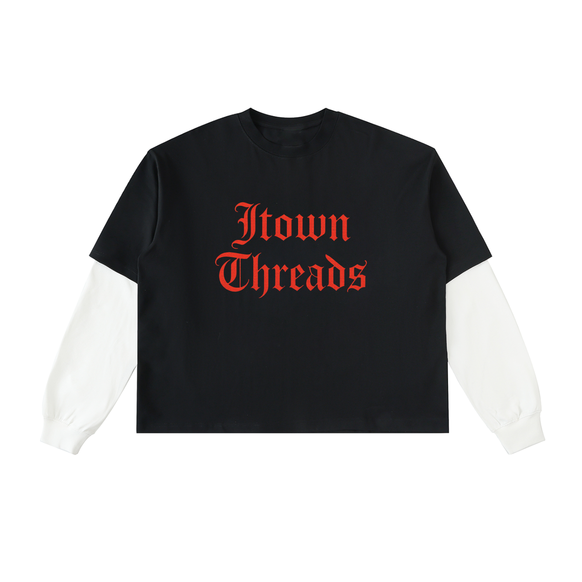 Layered Contrast Sleeve Cotton T-Shirt