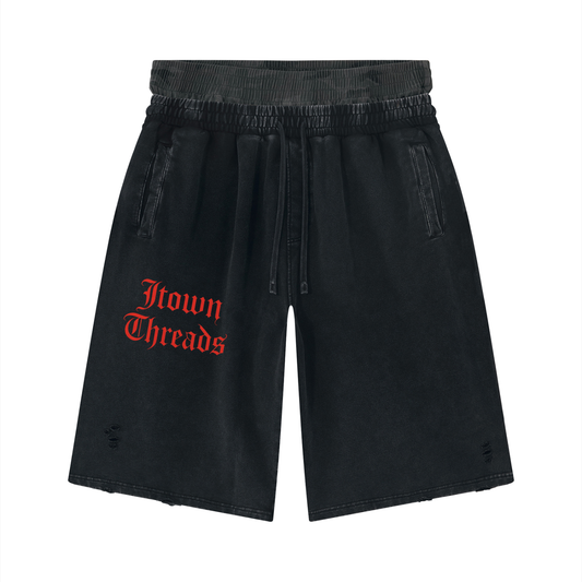 Unisex Vintage Wash Double Waisted Wide Leg Shorts