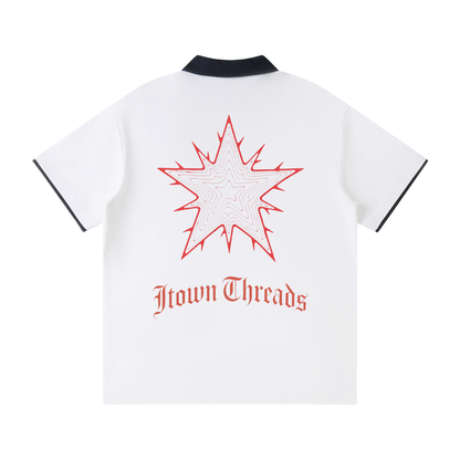 Contrast Collar Raglan Polo Shirt