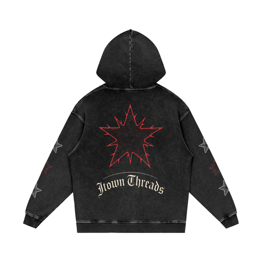 Snow Washed Loose Cotton Hoodie