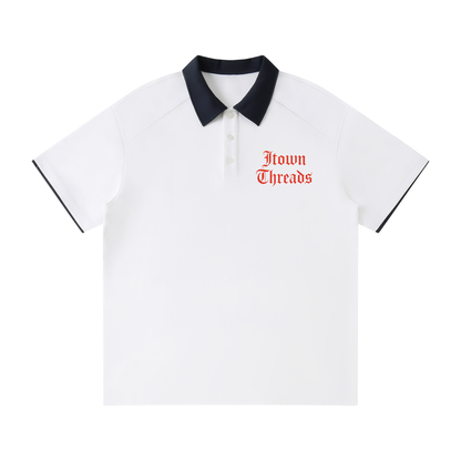 Contrast Collar Raglan Polo Shirt